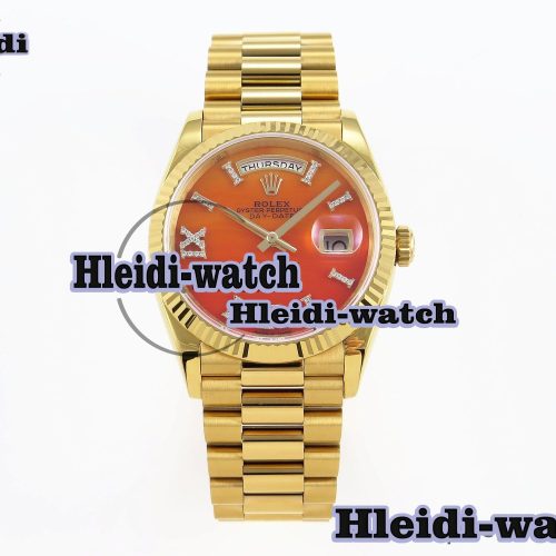 Rolex DayDate 36mm YG/YG Pres Orange Gradient Dial RAF