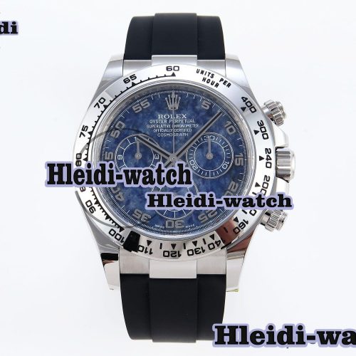 Rolex Daytona 116509 Clean 1:1 Best Edition 904L SS Case Blue Chalcedony Dial on Oysterflex Rubber Strap