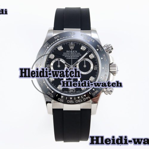 Rolex Daytona 116519 SS OMF Best Edition Black Diamonds Dial on Oysterflex Strap A7750 (Slim Movement)