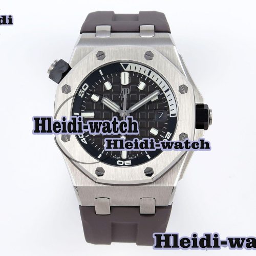 AUDEMARS PIGUET ROYAL OAK OFFSHORE DIVER 15720 APSF 1:1 BEST EDITION GRAY DIAL ON GRAY RUBBER STRAP SA4308