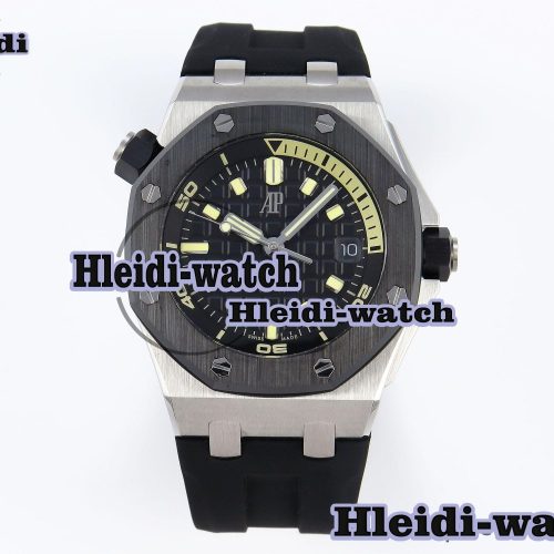 AUDEMARS PIGUET ROYAL OAK OFFSHORE DIVER 15720 CERAMIC BEZEL APSF 1:1 BEST EDITION BLACK DIAL ON BLACK RUBBER STRAP SA4308