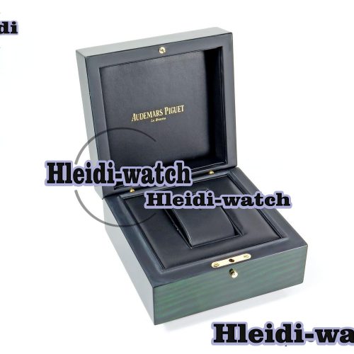 AUDEMARS PIGUET NEW GREEN WOODEN WATCH BOX AND PAPERS IMPORTANT NOTE