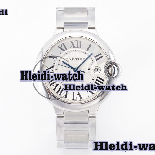 Ballon Bleu 42mm SS AF 1:1 Best Edition White Texture Dial on SS Bracelet A2824 V5