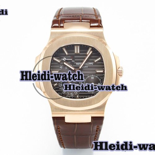 Nautilus 5712 RG PPF 1:1 Best Edition Brown Dial on Brown Leather Strap A240 Super Clone V2