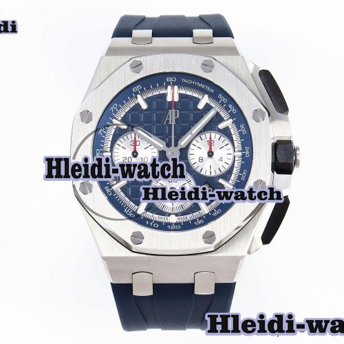 Audermars Piguet Royal Oak Offshore 44mm SS Bezel APF 1:1 Best Edition Blue/Silver Dial on Blue Rubber Strap