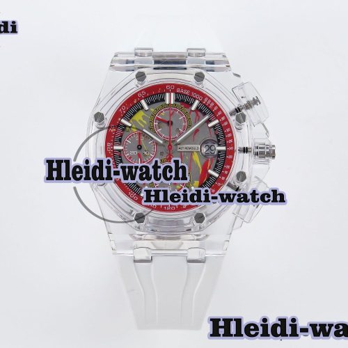 Audermars Piguet Royal Oak Offshore 44mm Transparent APF Best Edition Red Dial on White Rubber Strap