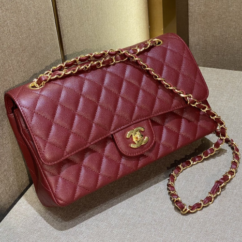 Chanel 25cm Bag Wine Small Caviar Leather For God Factory