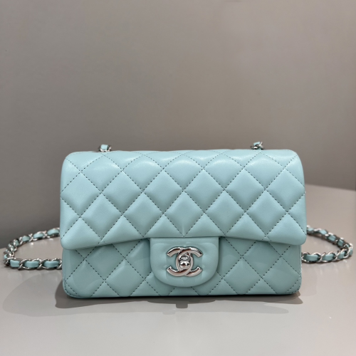 Chanel 20cm Bag Blue Lamskin Leather For God Factory