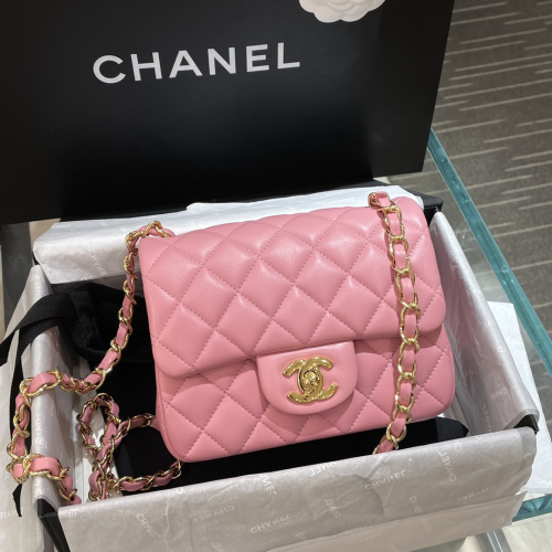 Chanel 17cm Bag Deep Pink Lamskin Leather For God Factory