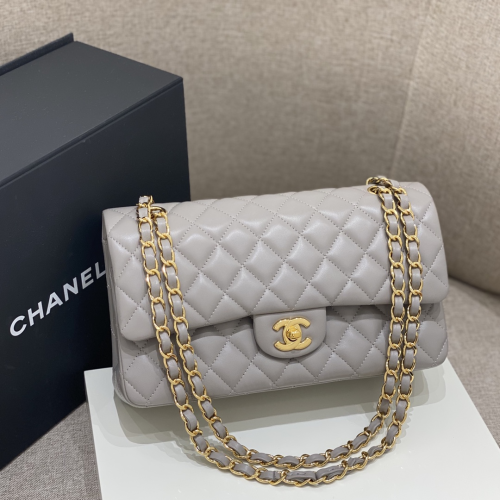 Chanel 25cm Bag Grey Lamskim Leather For God Factory