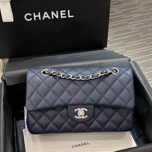 Chanel 23cm Bag Sea Blue Caviar Leather For God Factory