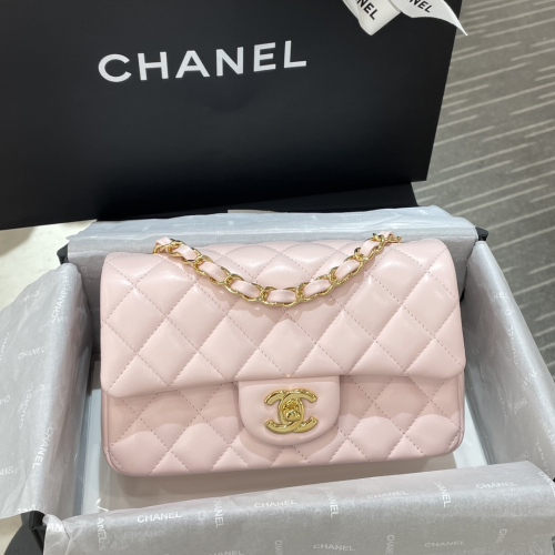 Chanel 20cm Bag Pink Lamskin Leather For God Factory