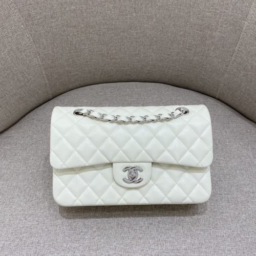 Chanel 23cm Bag White Small Caviar Leather For God Factory