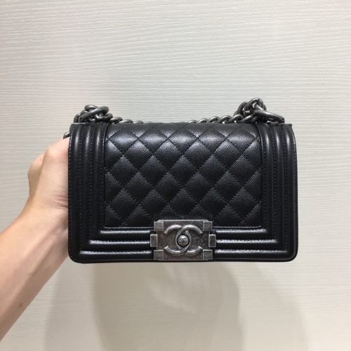 20cm Small Boy Black Small Caviar Leather -187 King Version