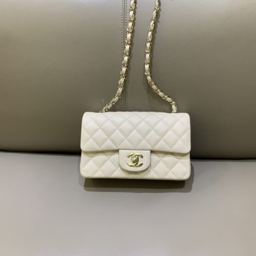 20cm Mini Rectangular CF Off White Small Caviar leather -187 King Version