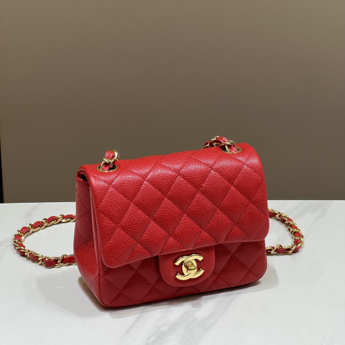 Chanel 17cm Bag Red Caviar Leather For God Factory