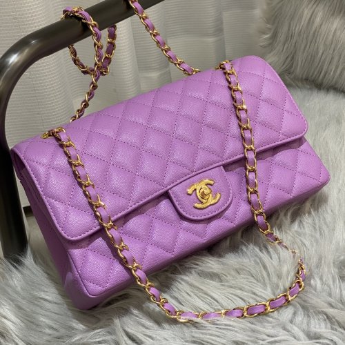 Chanel 25cm Bag Purple Small Caviar Leather For God Factory