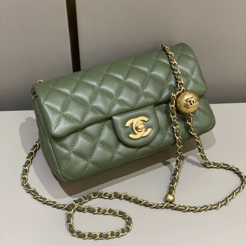 Chanel 20cm Bag Gold Ball Green Lamskin For God Factory