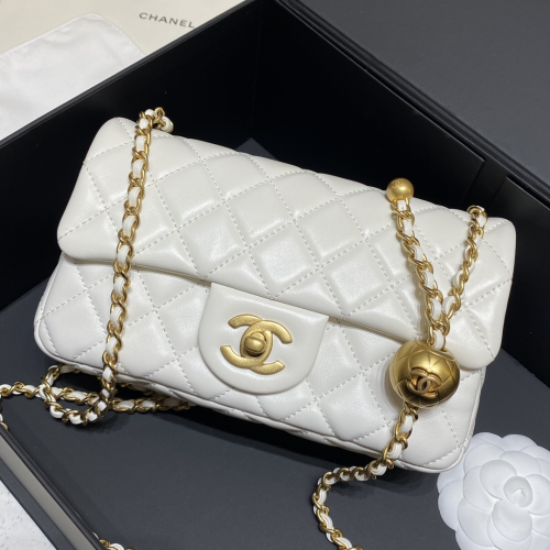 Chanel 20cm Bag Gold Ball White Lamskin For God Factory