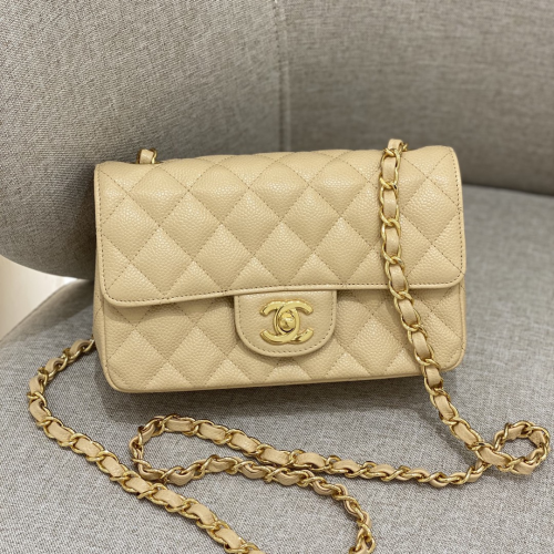 Chanel 20cm Bag Beige Caviar Leather For God Factory