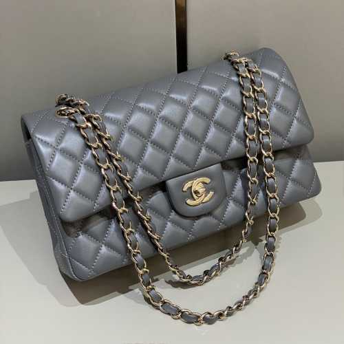 Chanel 25cm Bag Grey Lamskim Leather For God Factory