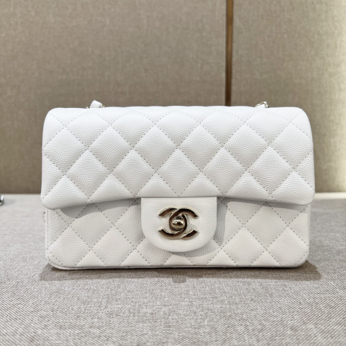 Chanel 20cm Bag White Small Caviar Leather For God Factory