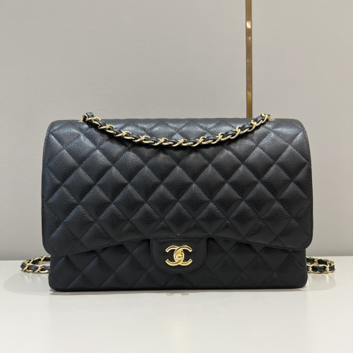 Chanel 33cm Maxi Bag Black Caviar Leather For God Factory