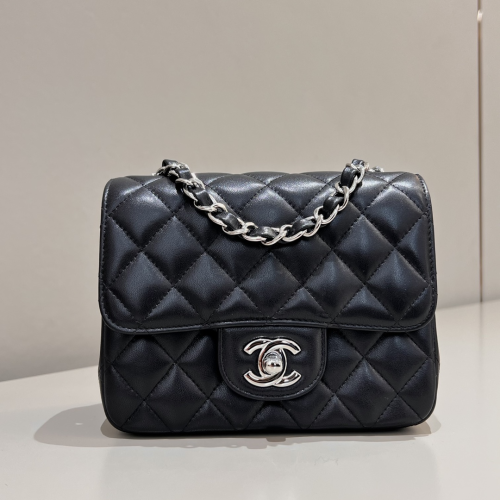 Chanel 17cm Bag Black Lamskin Leather For God Factory