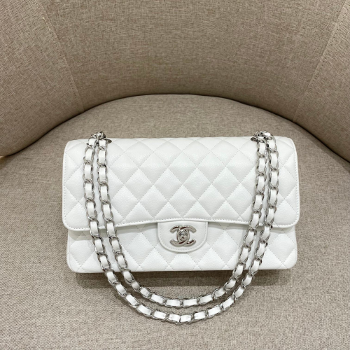 Chanel 25cm Bag White Small Caviar Leather For God Factory