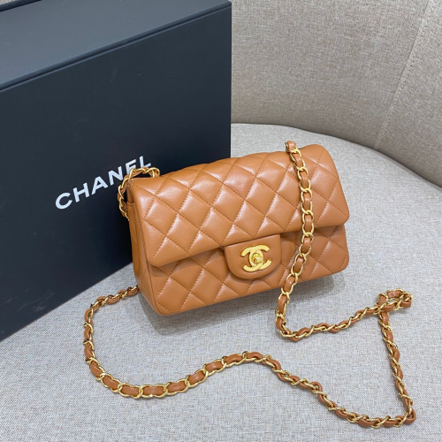 Chanel 20cm Bag Caramel Lamskim Leather For God Factory