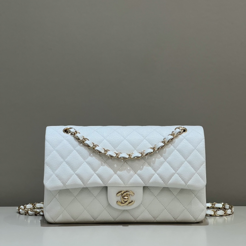 Chanel 25cm Bag White Small Caviar Leather For God Factory