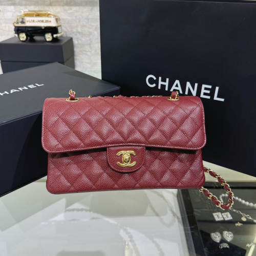 Chanel 23cm Bag Wine Caviar Leather For God Factory