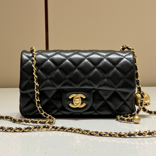 Chanel 20cm Bag Gold Ball Black Lamskin For God Factory