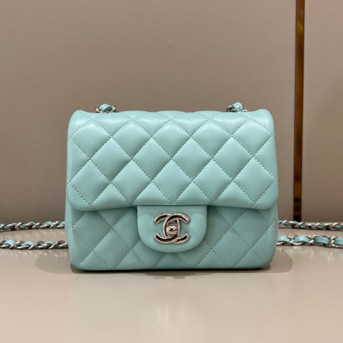 Chanel 17cm Bag Blue Lamskin Leather For God Factory