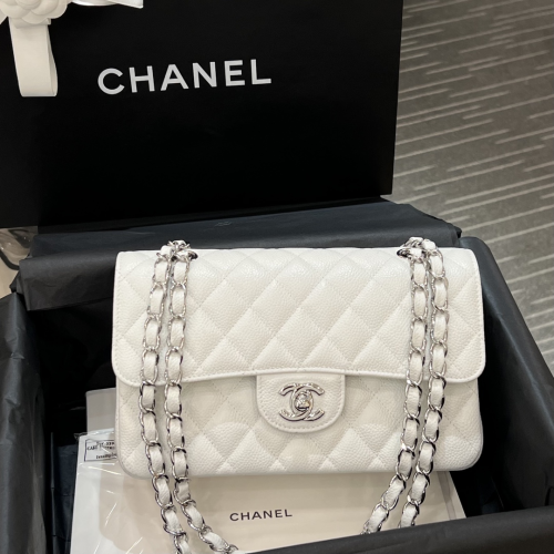 Chanel 23cm Bag White Caviar Leather For God Factory