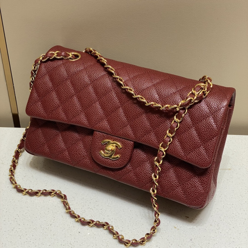 Chanel 25cm Bag Wine Caviar Leather For God Factory