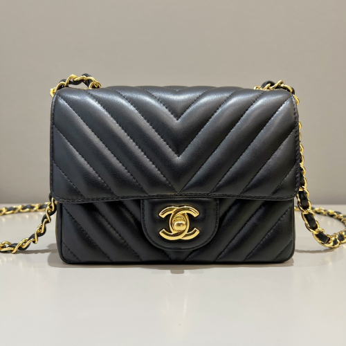 Chanel 17cm Bag Black Lamskin Leather For God Factory