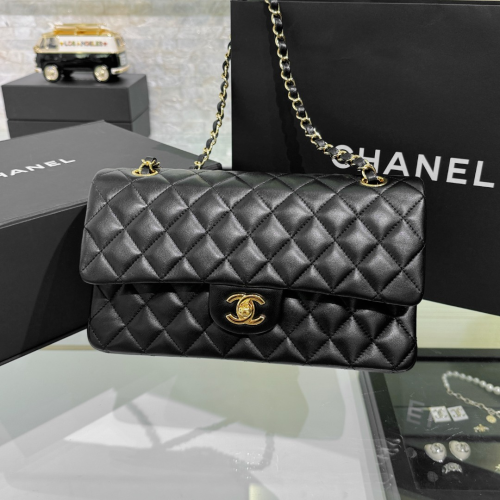 Chanel 25cm Bag Black Lamskim Leather For God Factory