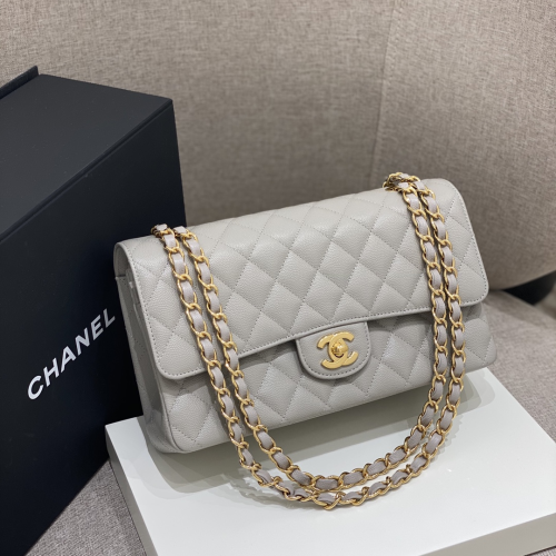 Chanel 25cm Bag Grey Small Caviar Leather For God Factory