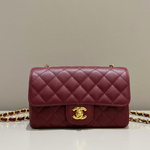 Chanel 20cm Bag Wine Small Caviar Leather For God Factory