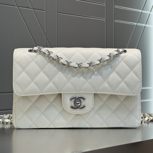 Chanel 23cm Bag White Small Caviar Leather For God Factory