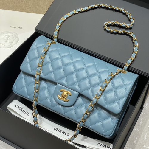 Chanel 25cm Bag Blue Lamskim Leather For God Factory