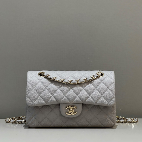 Chanel 23cm Bag Grey Small Caviar Leather For God Factory