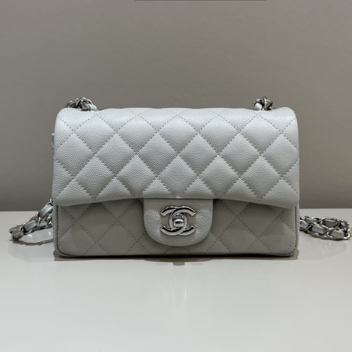 Chanel 20cm Bag Grey Small Caviar Leather For God Factory