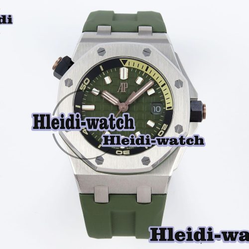 AUDEMARS PIGUET ROYAL OAK OFFSHORE DIVER 15720 APSF 1:1 BEST EDITION GREEN DIAL ON GREEN RUBBER STRAP SA4308