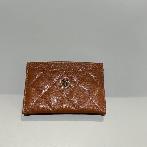 New Cardholder camel small caviar light gold hardware 187 king