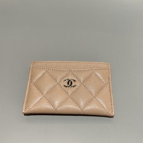 New Cardholder dark beige small caviar light gold hardware 187 king