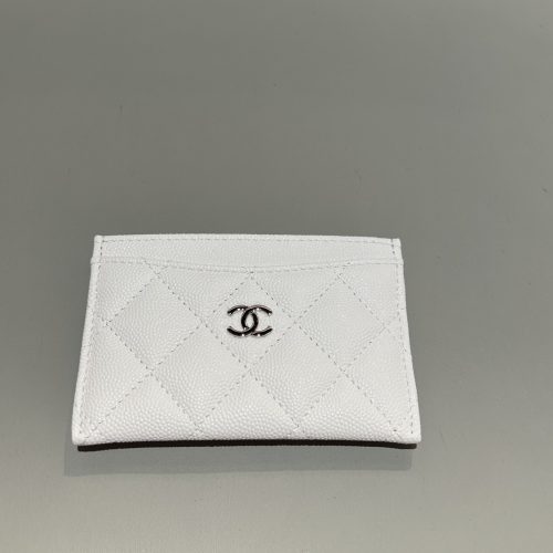 New Cardholder pearl white small caviar silver hardware 187 king