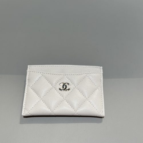 New Cardholder Grey/white small caviar light gold hardware 187 king