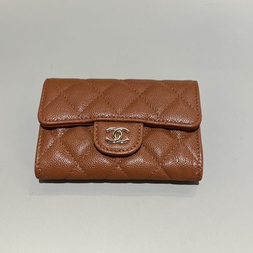 New Cardholder camel small caviar light gold hardware 187 king